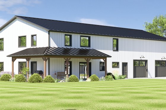 Exterior - Front Elevation 3 for Barndominium House Plan #1064-164 - 4 bed, 3 bath