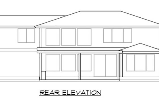 Exterior - Rear Elevation 1 for Modern House Plan #1066-82 - 4 bed, 3 bath