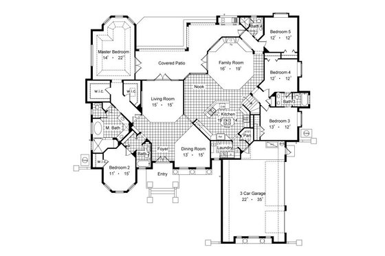 Floor Plan - Main Floor for European House Plan #417-419 - 6 bed, 5 bath