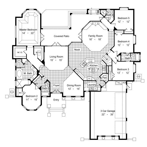 Home Plan - European Floor Plan - Main Floor Plan #417-419