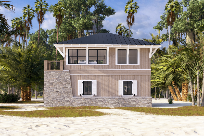 House Design - Exterior - Rear Elevation for Beach House Plan #1094-29 - 1 bed, 1 bath