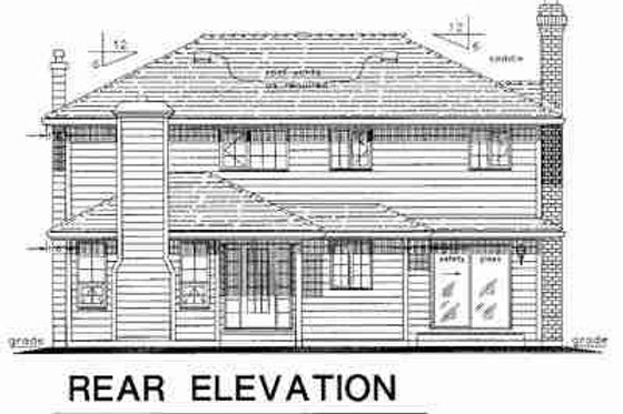 Exterior - Rear Elevation for Traditional House Plan #18-9078 - 3 bed, 2.5 bath