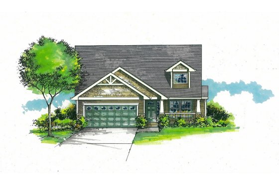 Exterior - Front Elevation for Craftsman House Plan #53-539 - 3 bed, 2.5 bath