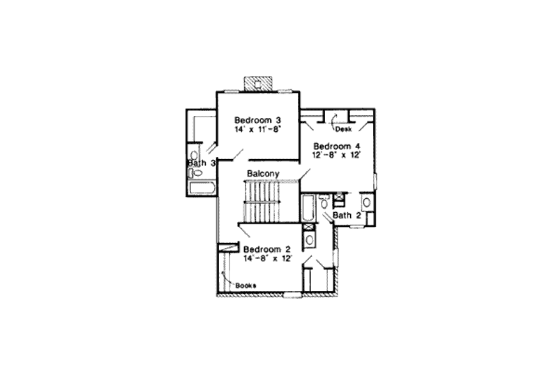 Dream House Plan - Floor Plan - Upper Floor for European House Plan #410-351 - 4 bed, 3.5 bath