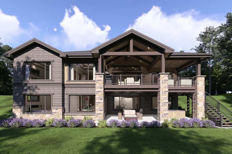 Architectural House Design - Exterior - Rear Elevation for Ranch House Plan #1069-46 - 3 bed, 3.5 bath