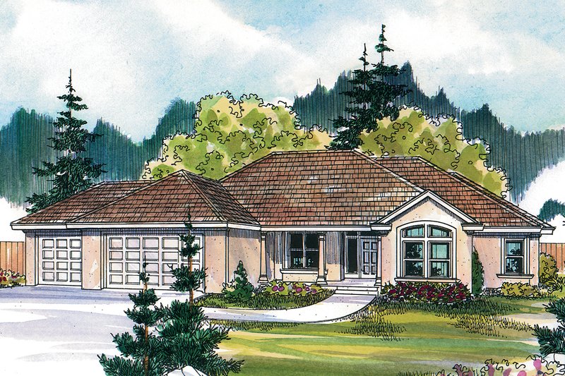 Dream House Plan - Mediterranean Exterior - Front Elevation Plan #124-466