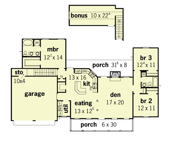 Country Floor Plan - Main Floor Plan #16-118