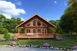 House Blueprint - Log Exterior - Front Elevation Plan #1060-413