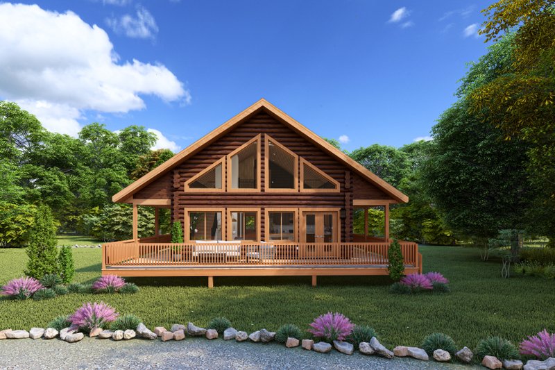 House Blueprint - Log Exterior - Front Elevation Plan #1060-413