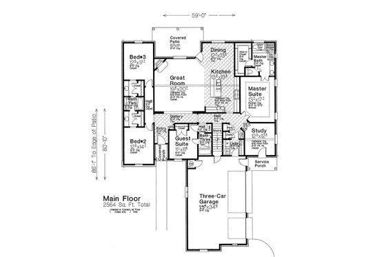 Floor Plan - Main Floor for European House Plan #310-1286 - 4 bed, 3 bath
