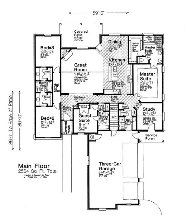 Architectural House Design - European Floor Plan - Main Floor Plan #310-1286