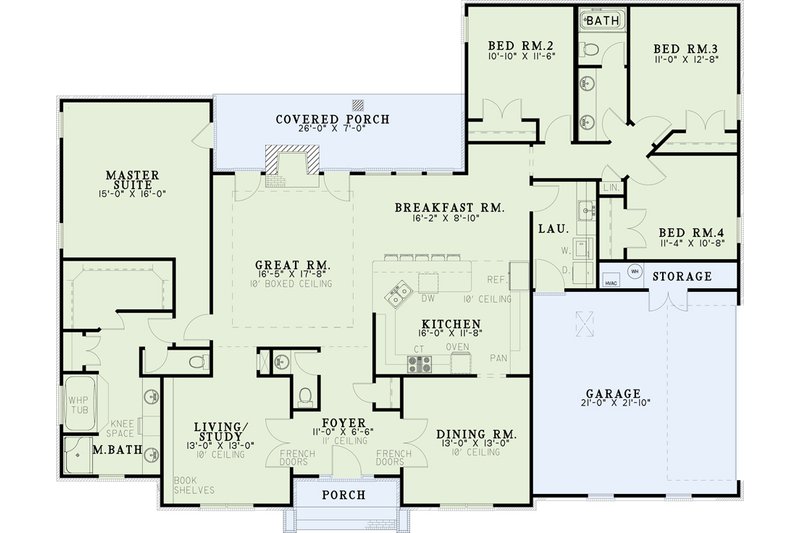 Architectural House Design - Floor Plan - Main Floor for European House Plan #17-139 - 4 bed, 2.5 bath