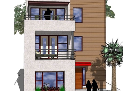 Exterior - Front Elevation for Modern House Plan #512-2 - 2 bed, 3 bath