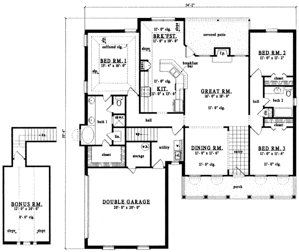Southern Floor Plan - Main Floor Plan #42-282