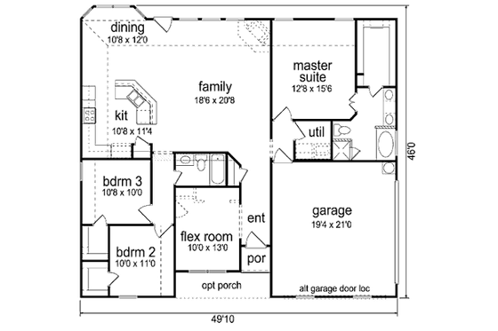 Floor Plan - Main Floor for Country House Plan #84-476 - 3 bed, 2 bath