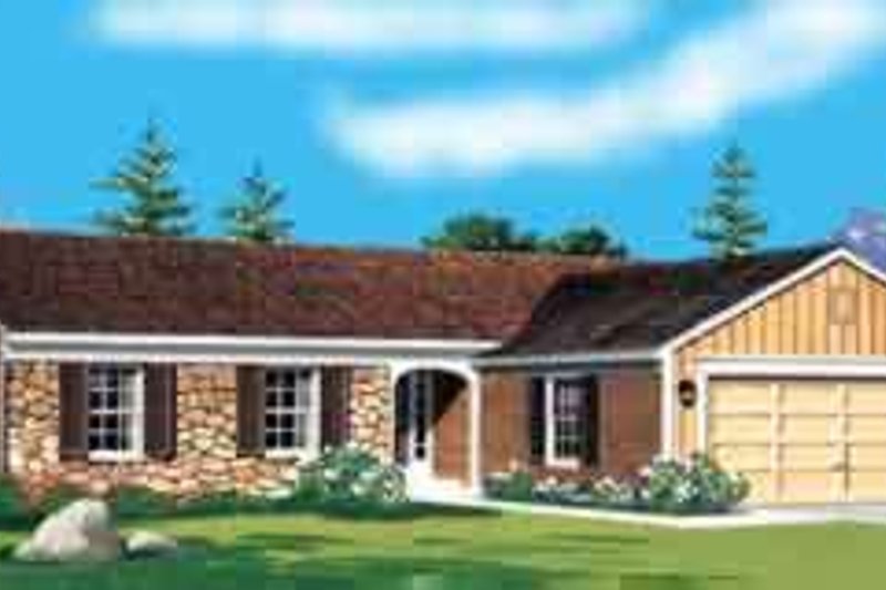 Architectural House Design - Ranch Exterior - Front Elevation Plan #72-446