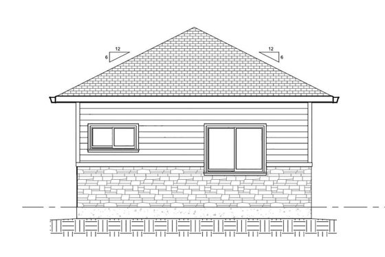 Exterior - Rear Elevation for Cottage House Plan #1077-7 - 1 bed, 1 bath