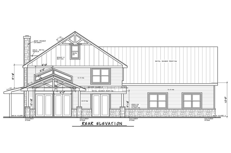 Architectural House Design - Exterior - Rear Elevation for Barndominium House Plan #20-2624 - 3 bed, 2.5 bath