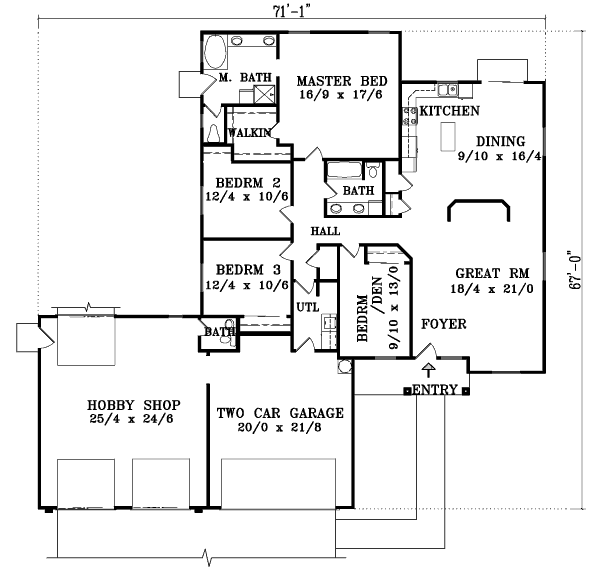 House Design - Colonial Floor Plan - Main Floor Plan #1-1415