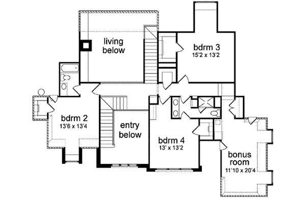 House Plan Design - Traditional Floor Plan - Upper Floor Plan #84-156