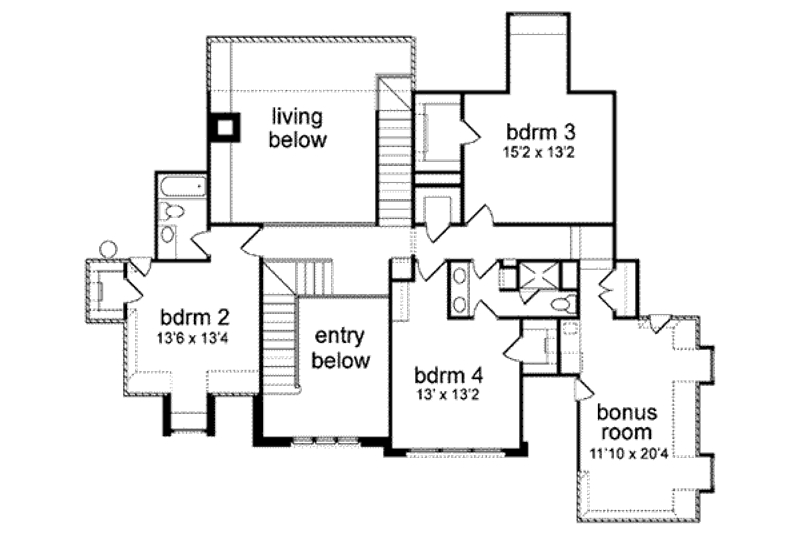Home Plan - Floor Plan - Upper Floor for Traditional House Plan #84-156 - 4 bed, 3.5 bath
