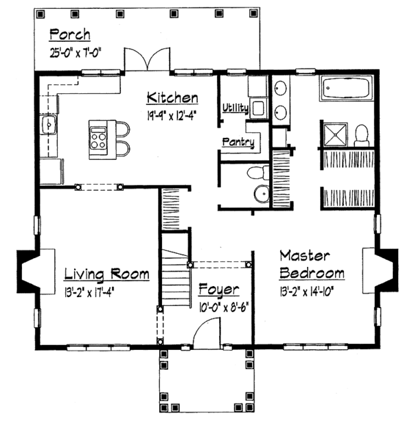 Home Plan - Colonial Floor Plan - Main Floor Plan #1051-18