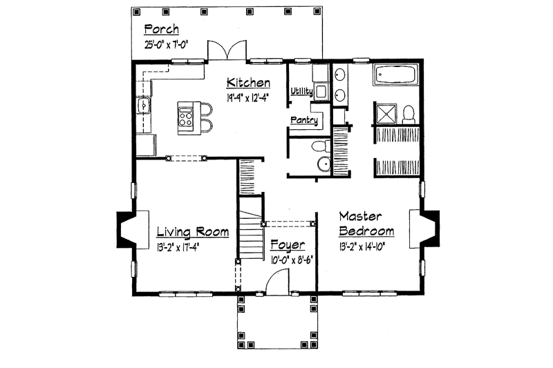 Home Plan - Floor Plan - Main Floor for Colonial House Plan #1051-18 - 3 bed, 2.5 bath