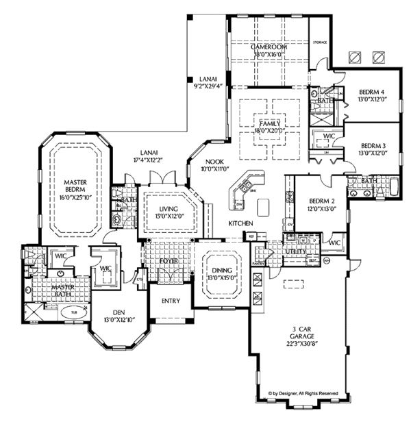 Home Plan - Mediterranean Floor Plan - Main Floor Plan #999-138