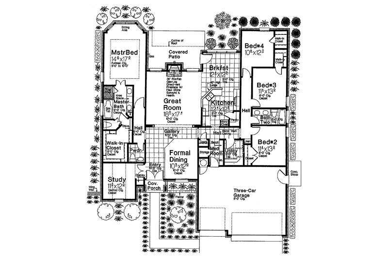 Home Plan - Floor Plan - Main Floor for Classical House Plan #310-1204 - 4 bed, 2.5 bath