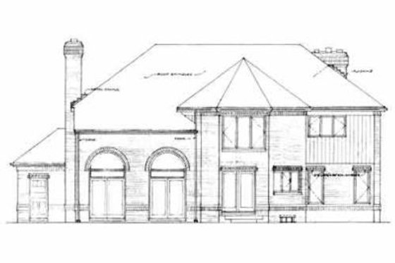 Exterior - Rear Elevation for European House Plan #72-377 - 4 bed, 2.5 bath