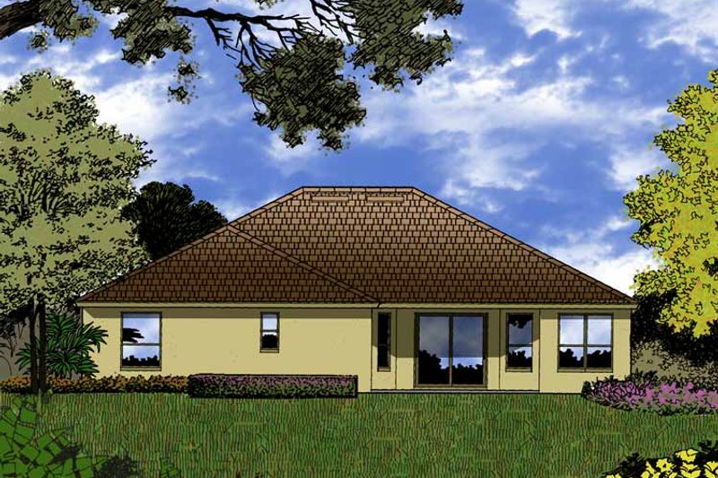 Architectural House Design - Exterior - Rear Elevation for Mediterranean House Plan #1015-17 - 5 bed, 3 bath