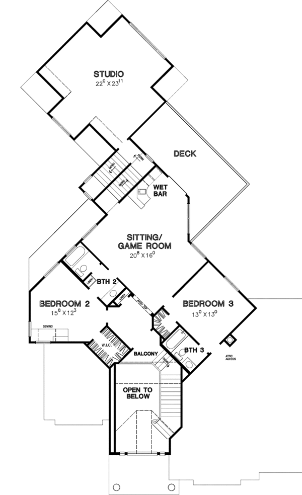 Architectural House Design - Mediterranean Floor Plan - Upper Floor Plan #472-316