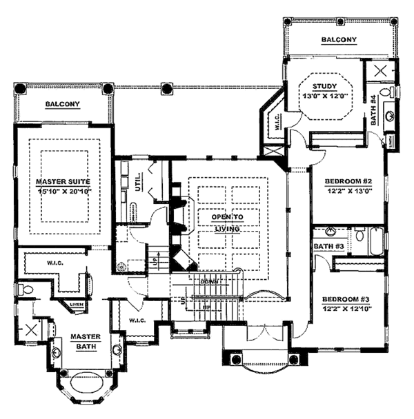 House Plan Design - Mediterranean Floor Plan - Upper Floor Plan #1017-25
