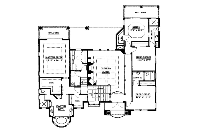 Home Plan - Floor Plan - Upper Floor for Mediterranean House Plan #1017-25 - 3 bed, 4 bath