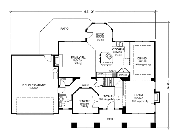 Home Plan - Country Floor Plan - Main Floor Plan #997-2