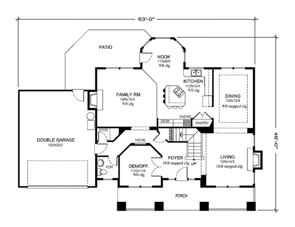 Dream House Plan - Country Floor Plan - Main Floor Plan #997-2