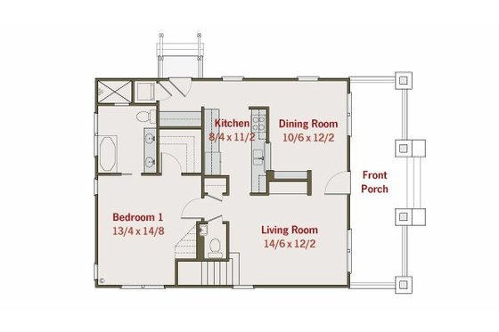 Floor Plan - Main Floor for Craftsman House Plan #461-19 - 3 bed, 2.5 bath