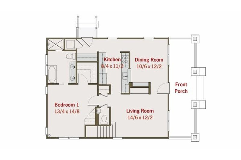 House Blueprint - Floor Plan - Main Floor for Craftsman House Plan #461-19 - 3 bed, 2.5 bath