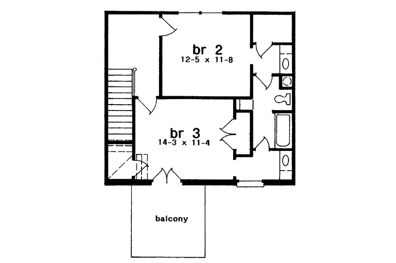 House Plan Design - Floor Plan - Upper Floor for Country House Plan #301-135 - 3 bed, 2.5 bath