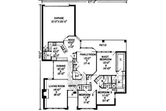 Floor Plan - Main Floor House Plan #312-456 - 3 bed, 2 bath
