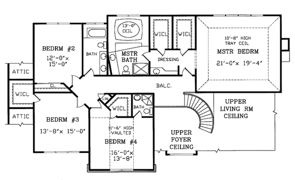 Dream House Plan - Traditional Floor Plan - Upper Floor Plan #314-190