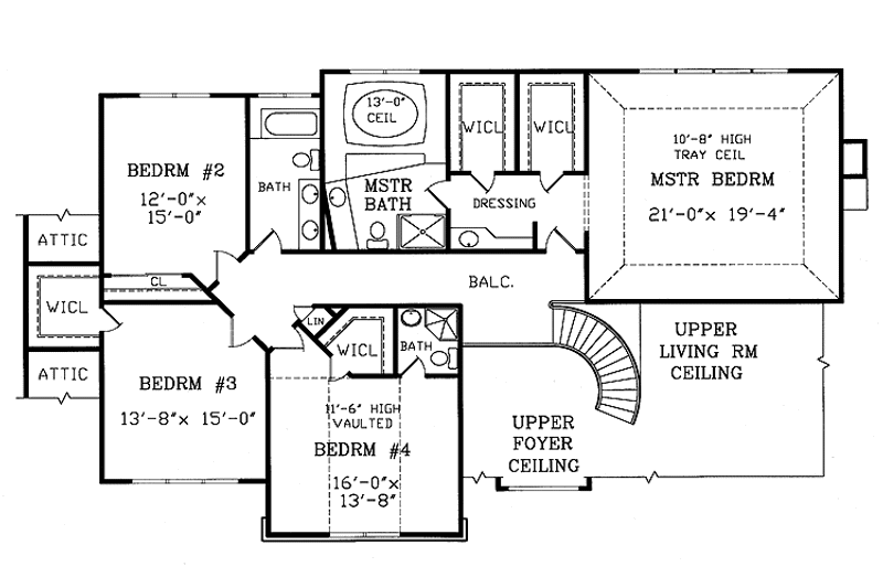 Home Plan - Floor Plan - Upper Floor for Traditional House Plan #314-190 - 5 bed, 4.5 bath