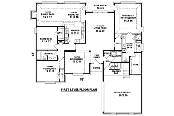 Floor Plan - Main Floor for European House Plan #81-1101 - 3 bed, 2 bath