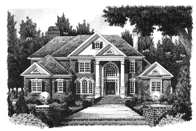 Home Plan - Exterior - Front Elevation 3 for Classical House Plan #927-666 - 4 bed, 4 bath