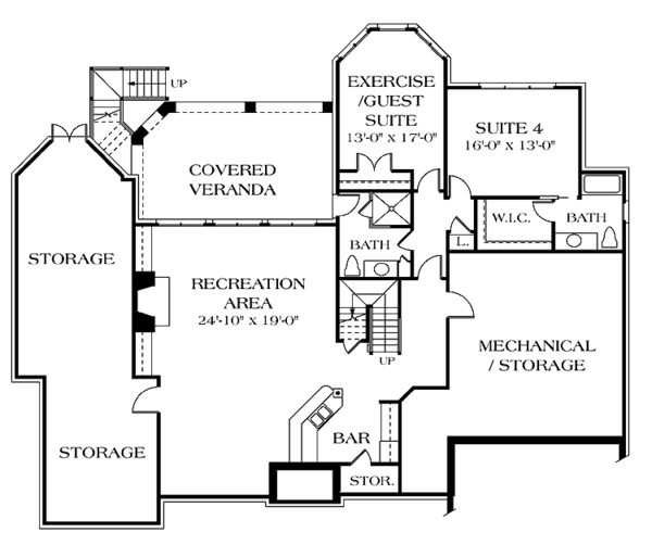 Dream House Plan - Country Floor Plan - Lower Floor Plan #453-438