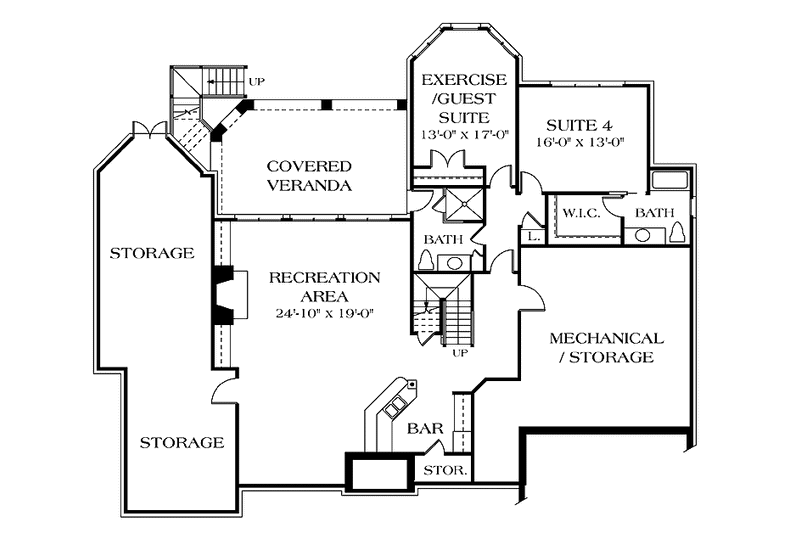 Home Plan - Floor Plan - Lower Floor for Country House Plan #453-438 - 4 bed, 4.5 bath