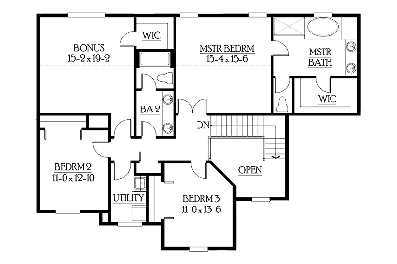 Architectural House Design - Floor Plan - Upper Floor for Craftsman House Plan #132-304 - 3 bed, 2.5 bath