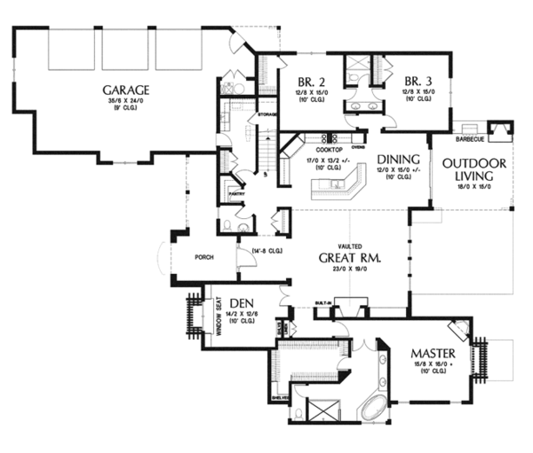 House Design - Country Floor Plan - Main Floor Plan #48-898