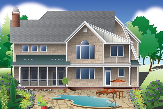 Exterior - Rear Elevation for Colonial House Plan #929-977 - 4 bed, 4 bath