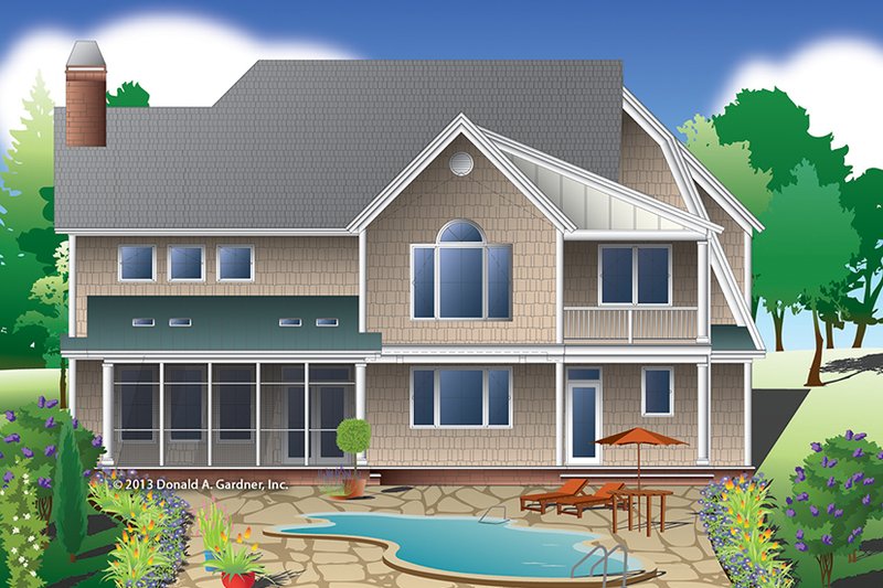 Architectural House Design - Exterior - Rear Elevation for Colonial House Plan #929-977 - 4 bed, 4 bath